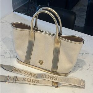 Michael Kors Gold and Cream Women's Bag